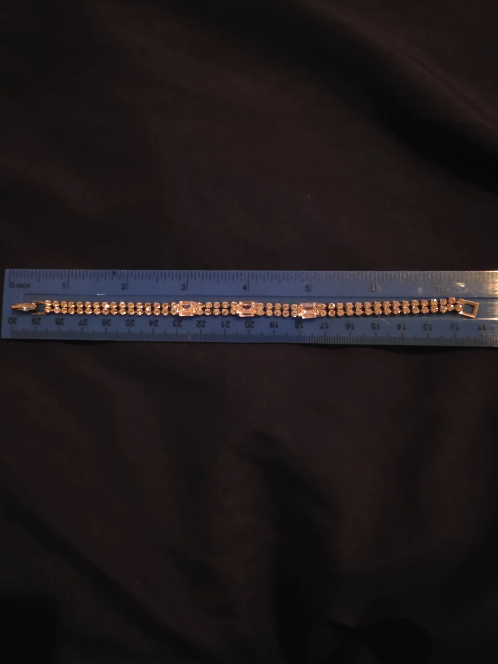 Vintage Mid-Century Double Row Rhinestone Bracelet with Emerald Cut Accents